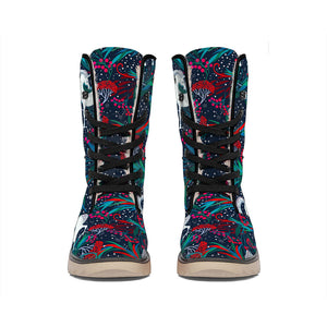 Fairy Floral Unicorn Pattern Print Winter Boots