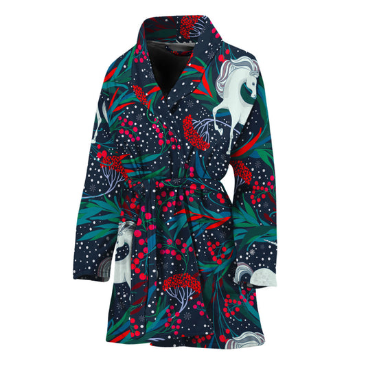Fairy Floral Unicorn Pattern Print Women's Bathrobe
