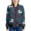 Fairy Floral Unicorn Pattern Print Women's Bomber Jacket