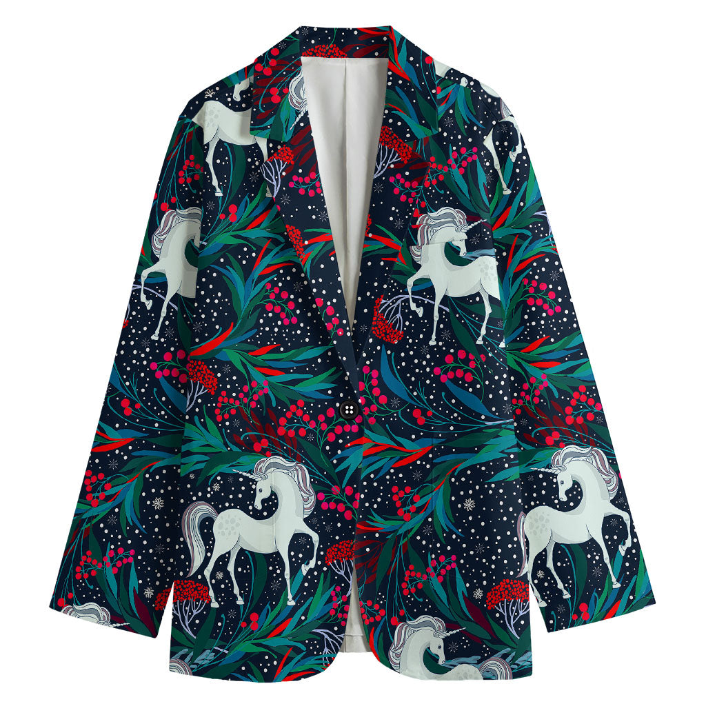 Fairy Floral Unicorn Pattern Print Women's Cotton Blazer