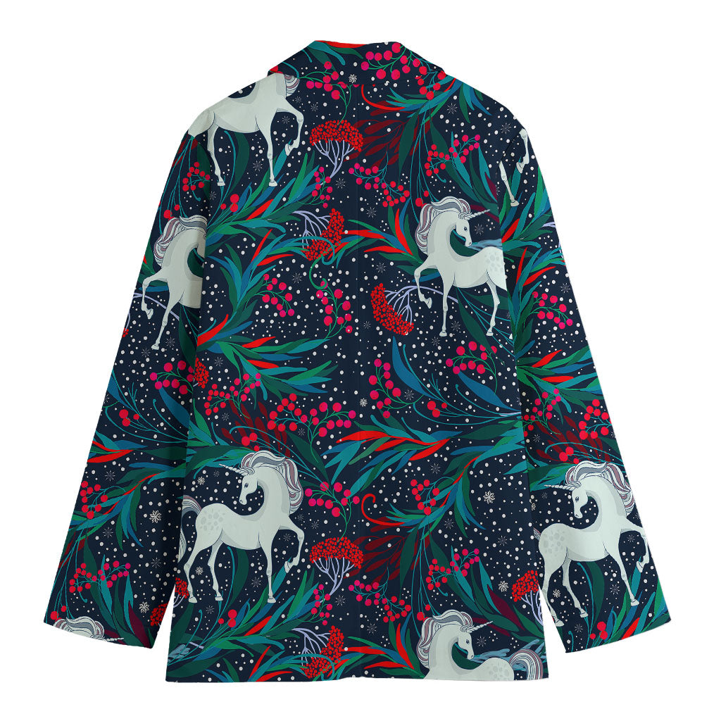 Fairy Floral Unicorn Pattern Print Women's Cotton Blazer