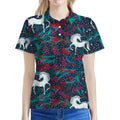 Fairy Floral Unicorn Pattern Print Women's Polo Shirt