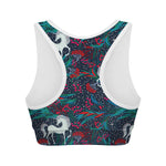 Fairy Floral Unicorn Pattern Print Women's Sports Bra