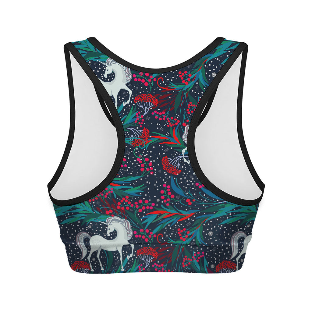Fairy Floral Unicorn Pattern Print Women's Sports Bra