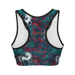 Fairy Floral Unicorn Pattern Print Women's Sports Bra