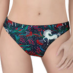Fairy Floral Unicorn Pattern Print Women's Thong
