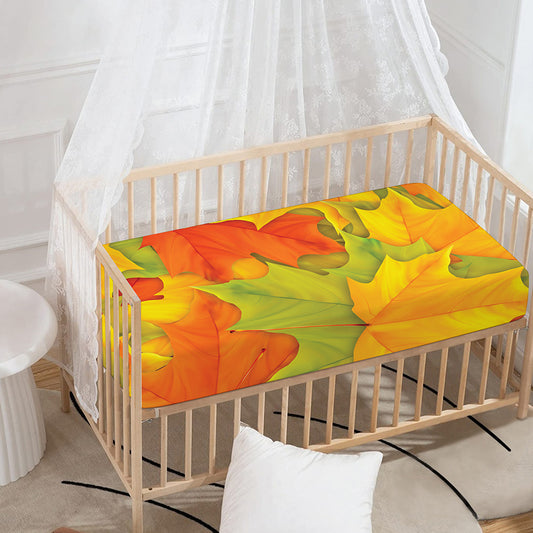 Fall Autumn Maple Leaves Print Baby Crib Sheet