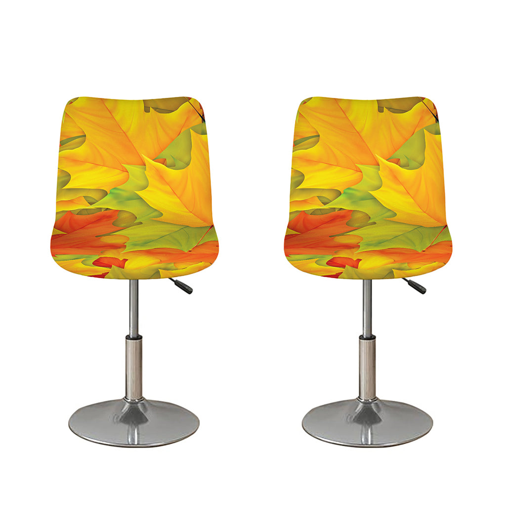 Fall Autumn Maple Leaves Print Bar Stool Covers