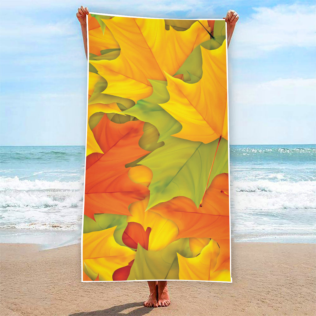 Fall Autumn Maple Leaves Print Beach Towel