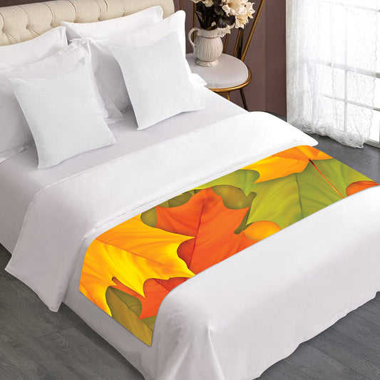 Fall Autumn Maple Leaves Print Bed Runner