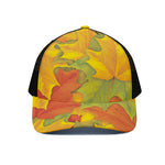 Fall Autumn Maple Leaves Print Black Mesh Trucker Cap