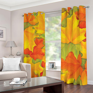 Fall Autumn Maple Leaves Print Blackout Grommet Curtains