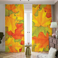 Fall Autumn Maple Leaves Print Dimout Pencil Pleat Curtains