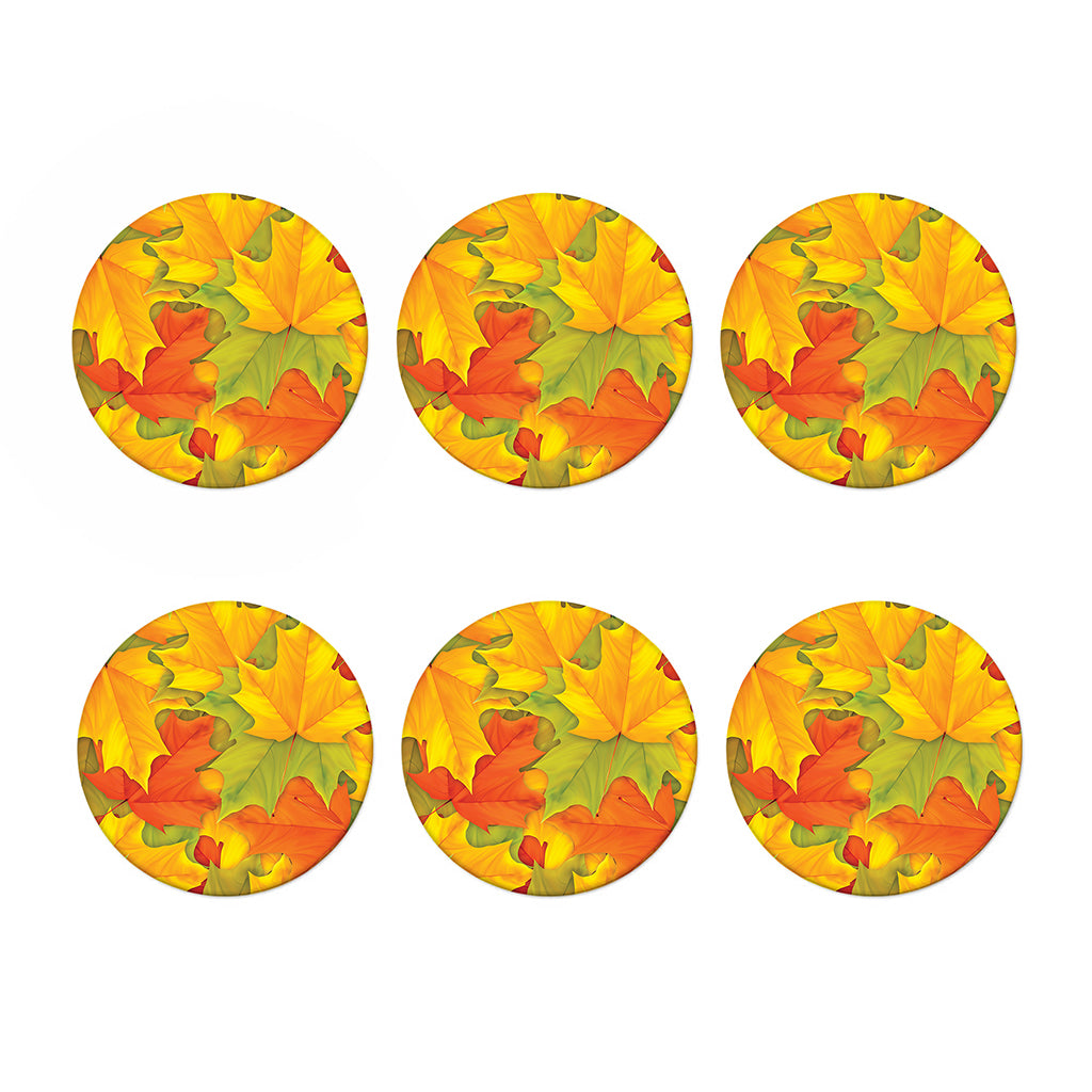 Fall Autumn Maple Leaves Print Coaster Set