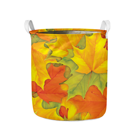 Fall Autumn Maple Leaves Print Collapsible Laundry Basket
