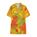 Fall Autumn Maple Leaves Print Cotton Hawaiian Shirt