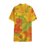 Fall Autumn Maple Leaves Print Cotton Hawaiian Shirt