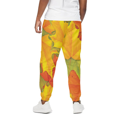 Fall Autumn Maple Leaves Print Cotton Pants