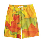 Fall Autumn Maple Leaves Print Cotton Shorts