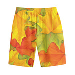 Fall Autumn Maple Leaves Print Cotton Shorts