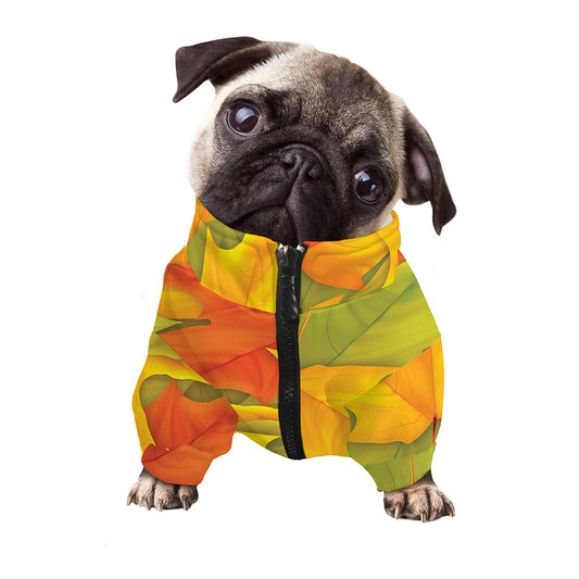 Fall Autumn Maple Leaves Print Dog Zip Up Jacket