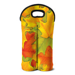 Fall Autumn Maple Leaves Print Double Neoprene Wine Tote