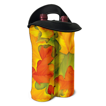 Fall Autumn Maple Leaves Print Double Neoprene Wine Tote