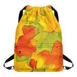 Fall Autumn Maple Leaves Print Drawstring Backpack