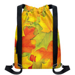 Fall Autumn Maple Leaves Print Drawstring Backpack