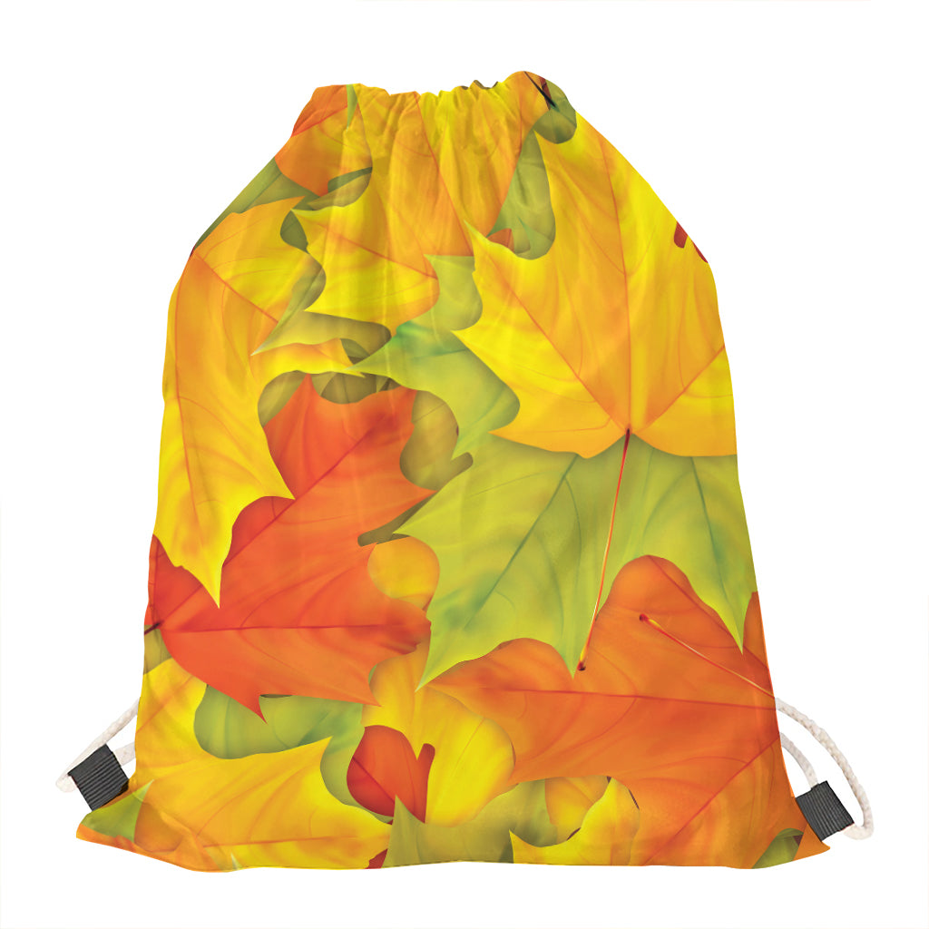 Fall Autumn Maple Leaves Print Drawstring Bag