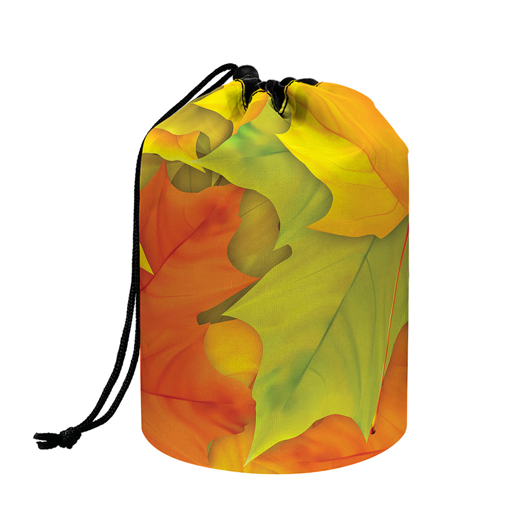 Fall Autumn Maple Leaves Print Drawstring Makeup Bag