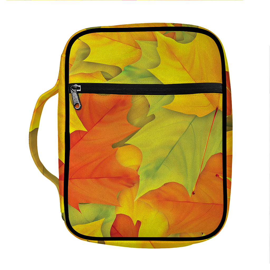 Fall Autumn Maple Leaves Print Front Pocket Bible Bag