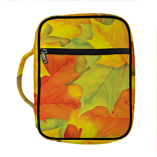 Fall Autumn Maple Leaves Print Front Pocket Bible Bag