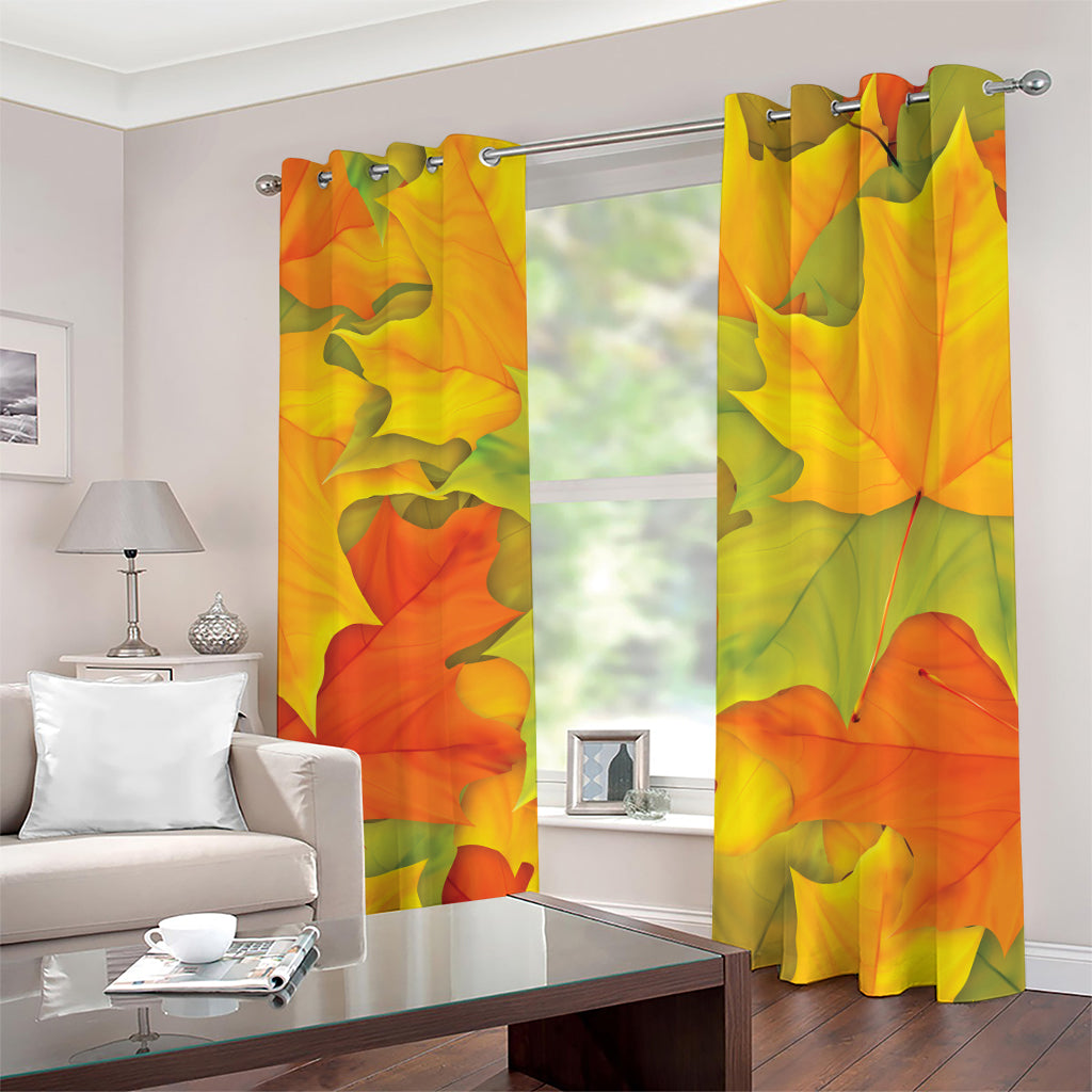 Fall Autumn Maple Leaves Print Grommet Curtains