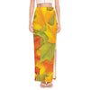 Fall Autumn Maple Leaves Print High Slit Maxi Skirt