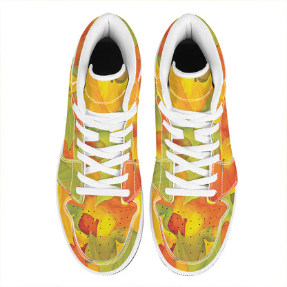 Fall Autumn Maple Leaves Print High Top Leather Sneakers
