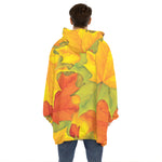 Fall Autumn Maple Leaves Print Hoodie Blanket