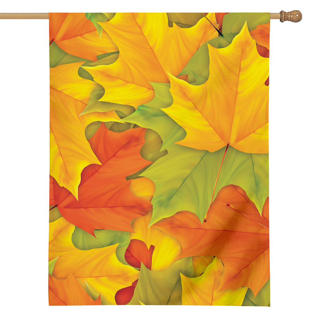 Fall Autumn Maple Leaves Print House Flag