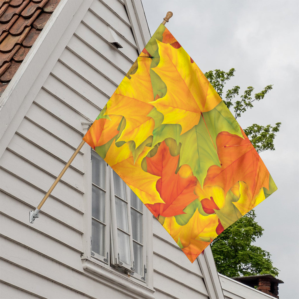 Fall Autumn Maple Leaves Print House Flag