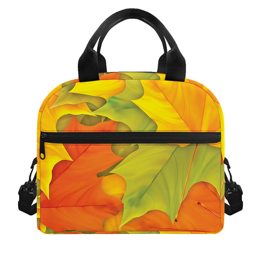Fall Autumn Maple Leaves Print Insulated Lunch Bag
