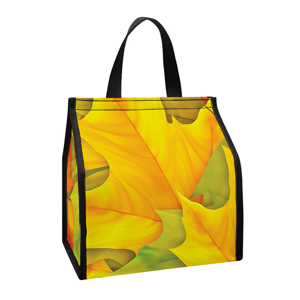 Fall Autumn Maple Leaves Print Insulated Lunch Tote