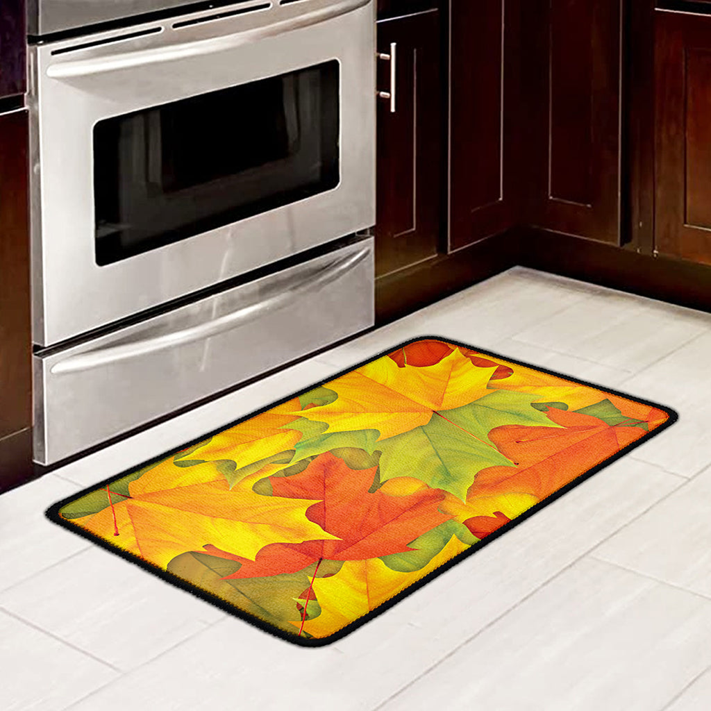 Fall Autumn Maple Leaves Print Kitchen Mat