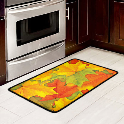 Fall Autumn Maple Leaves Print Kitchen Mat