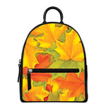 Fall Autumn Maple Leaves Print Leather Backpack