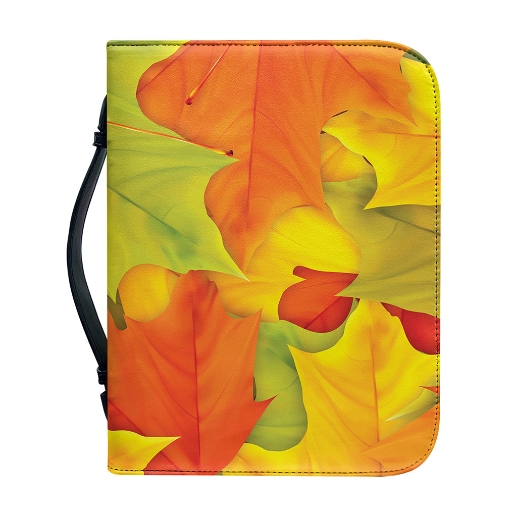 Fall Autumn Maple Leaves Print Leather Bible Cover