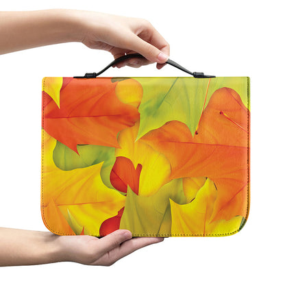 Fall Autumn Maple Leaves Print Leather Bible Cover