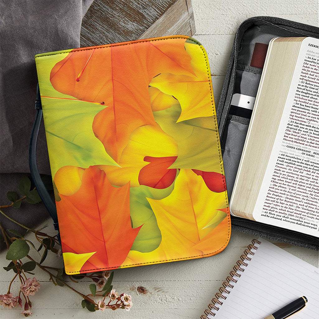 Fall Autumn Maple Leaves Print Leather Bible Cover