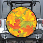 Fall Autumn Maple Leaves Print Leather Spare Tire Cover