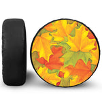 Fall Autumn Maple Leaves Print Leather Spare Tire Cover