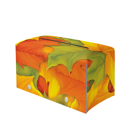 Fall Autumn Maple Leaves Print Leather Tissue Box Cover